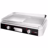 Plancha eléctrica Fry top - placa de acero rectificado - 5,0 kW - Mixto liso/ranurado - Superficie de cocción: 790x445mm