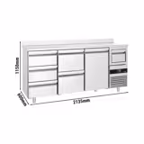 Barkoeledag PREMIUM - 2135x600mm - 570l - met 1 deur & 5 laden, spatrand & uitklopbak voor koffie
