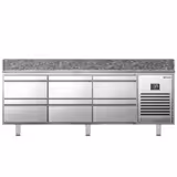Banco pizza refrigerato PREMIUM PLUS - 1980x700mm - 6 cassetti - piano in granito