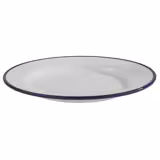 (6 pcs) ENAMEL LOOK - Assiette - Mélamine - Ø205mm - Blanc / Bleu