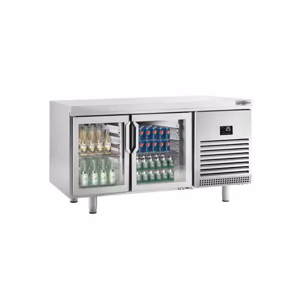 Soğutmalı pastane tezgahı PREMIUM PLUS - 1618x800mm - 4 kapılı - cam kapılı; çift cam - LED aydınlatma; fanlı soğutma; dijital termostat