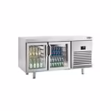 Hűtött munkaasztal PREMIUM PLUS - 1618x800 mm - EN 600x400 - 400 liter - ventilációs - dupla üvegezés - 4 üvegajtóval - rozsdamentes acél munkalap