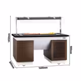 Refrigerated Buffet Counter with Cooling Plate – 1600 mm – Black Granite Edge – Glass Sneeze Guard, Shelf, Castors & Feet