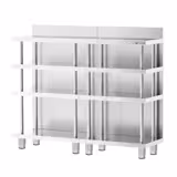 Bar-Arbeitstisch - Edelstahl - 1200x400mm - mit 4 Ablagen