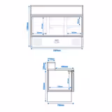 Saladette PREMIUM - 1368mm - Rostfritt stålfäste för 8x GN 1/6 - 1 dörr och 4 lådor