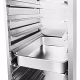 In acciaio inox Carrello portavassoi universale - per 14 vassoi GN 1/1 (530x325mm) oppure 14 vassoi 600x400mm - con ruote girevoli (2 con freno)
