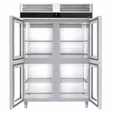 Kühlschrank Edelstahl PREMIUM - GN 2/1 - 1400 Liter - mit 4 Glashalbtüren