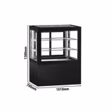 Vetrina pasticceria refrigerata [ - per torte] - 470l - 1010mm - Doppio vetro; 1 porta scorrevole in vetro - con 2 ripiani - LED interni; 4 lati vetro; porte posteriori scorrevoli; display digitale; sbrinamento automatico - Nero