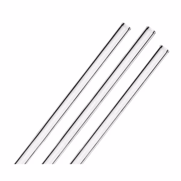 (6 stuks) Glazen rietjes - recht - 14mm - ø 8mm - transparant - incl. 1 nylon reinigingsborstel (rager)