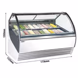 Vitrine à glace NOLAN – 1730 mm – refroidissement ventilé – pour 18 bacs à glace de 5 litres – Blanc