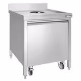 Poubelle - 50 litres - avec chariot à roulettes - ouverture de dépôt & extraction frontale - inox