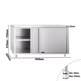 RVS werkkast PREMIUM - 1600x800mm - met schuifdeuren