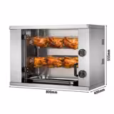 Plynový rotační Mini gril na kuřata - 4,4 kW - s 2 špízy - pro až 6 kuřat