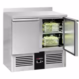 Saladetă / masă rece  PREMIUM - 0,9 x 0,7 m - cu 2 usi si suport