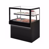 Broodvitrine (ongekoeld) TORONTO - 1300x800mm - 2 planken - dubbele beglazing - LED-verlichting - granieten werkblad (zwart)