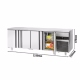 Frysbänk PREMIUM - 2230x700x870 mm - 632 l - Fläktkyla - GN 1/1 - med 4 dörrar