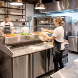 Pizzakylbänk PREMIUM - 2150x800 mm - granitskiva - med 3 dörrar & 3 lådor - inkl. kylränna med glasöverbyggnad - 10x GN 1/3