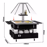 Banco per Buffet | Bar per insalate Buffet freddo  DUBLIN - 1700 mm - con piano in vetro inclinato - per 4x GN 1/1 - Nero