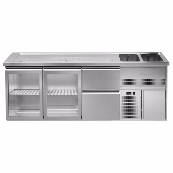 Bierkoeling Premium PLUS - 2500x700mm - 2 glazen deuren & 2 laden