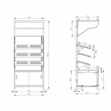 Estante expositora para pão MADRID - 900mm - com 3 prateleiras