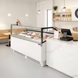 Vitrine à glace ADAM – 1700 mm – refroidissement ventilé – pour 18 bacs à glace de 5 litres ou 12 bacs à glace de 7 litres – Blanc