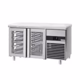 Table réfrigérée PREMIUM - 1400x700 mm - avec 2 portes vitrées - incl. planche à découper blanche