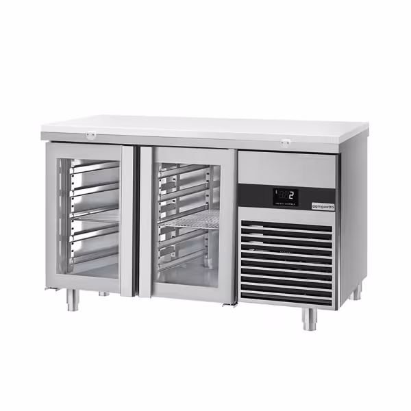 طاولة مبردة PREMIUM - 1400x700mm - 281 لتر - مع 2 باب زجاجي - شامل لوح تقطيع أبيض