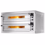 Elektrisk pizzaugn (el-däck/box) - med chamottesten - 1420x1380 mm - 9+9 x Ø 33 cm - 2‑däck - upp till 400 °C - Manuell