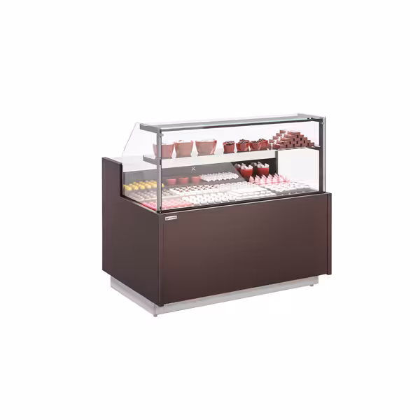 Vetrina pralineria refrigerata da banco RIGA - 1370x990mm - Ventilata - 138 L - con 2 porte - con 2 ripiani
