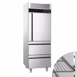 Armadio congelatore in acciaio inox PREMIUM - GN 2/1 - 700mm - 700L - fino a -20°C - con 1 porta in vetro & 2 cassetti