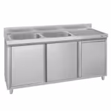 Meuble évier ECO - 1600 x 600 mm - avec poubelle & 2 bacs à gauche