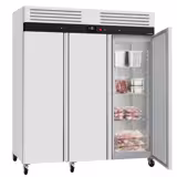Vrieskast RVS ECO - GN 1/1 - 1800liter - tot -22°C - met 3 deuren - geforceerde koeling, digitaal thermostaat, slot & roosters