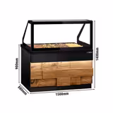 Warm buffet TORONTO - 1500mm - houten front - voor 4x GN 1/1 - zwart granieten werkblad