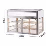 Vetrina refrigerata da banco - Self service - 350l - 1400mm - Doppio vetro - con 2 ripiani - porte posteriori scorrevoli; LED interni