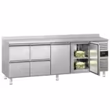 Kühltisch ECO - 2230x700mm - mit 2 Türen - 4 Schubladen - mit Aufkantung