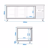 Bäckereikühltisch PREMIUM - 2000x800mm - mit 3 Türen
