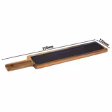 (6 stuks) Serveerplank - FUSIONA - 2-delig set - incl. leisteenplaat - acaciahout - 550x120mm