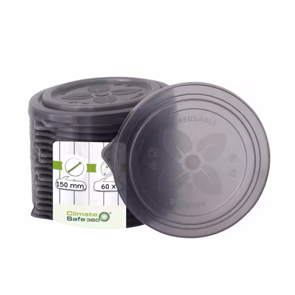 (60 Stück) Mehrwegdeckel - Grau - passend für Mehrwegschalen mit Ø 150mm