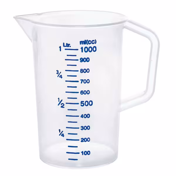 إبريق قياس - بولي بروبيلين - 1 لتر - مع تدرّج كل 100 ml