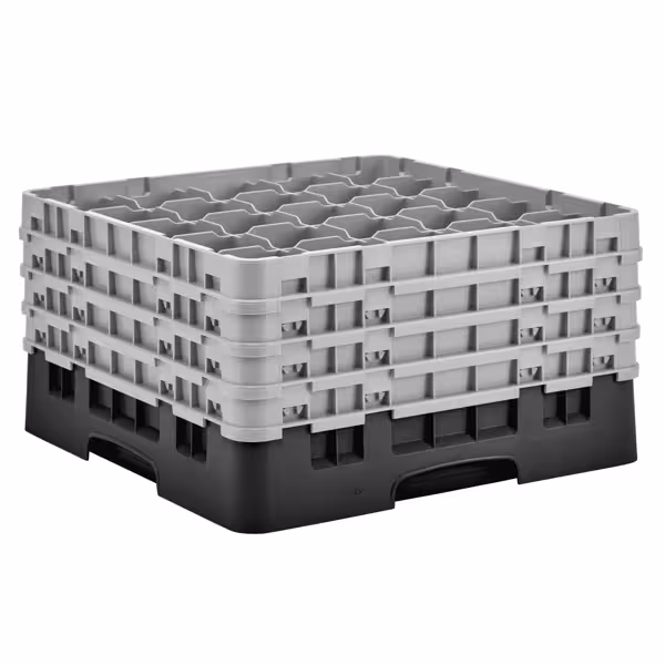 CAMBRO | CAMRACK® - سلة كؤوس 1/1 مع 4 قطع تمديد - 500×500 مم - 25 قسم - أسود