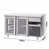 Koelwerkbank PREMIUM - 1400x700mm - met 2 glazen deuren - incl. snijplank wit