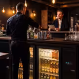 ECO bar & drinkkitiski - 1462mm - 2 kehyksetöntä lasiovea - musta