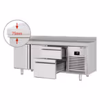 Koelwerkbank PREMIUM PLUS - 1960x600mm - met 2 deuren - met 2 lades - met opstand