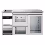 Comptoir de bar réfrigéré PREMIUM - 1550x700mm - 1 porte vitrée & 2 tiroirs en verre