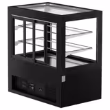 Süteményes vitrin [JAKOB] - 570 l - 1210 mm - dupla üvegezés - 2 polccal - LED világítással - fekete