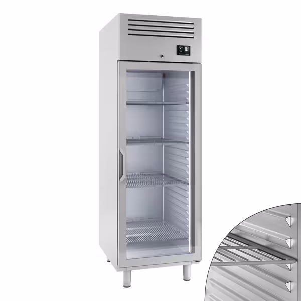 Armadio congelatore in acciaio inox PREMIUM PLUS - GN 2/1 - 687mm - 560L - fino a -18°C - con 1 porta - professionale; ventilato; LED