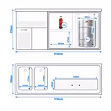 Comptoir à bière Premium PLUS – 1950 × 700 mm – 1 porte vitrée & 2 tiroirs