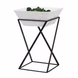 BLACK LINE Stainless Steel Catering Buffet Stand with 1 Melamine Bowl – Black - Square - 200 × 200 × 475 mm