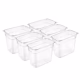 (6 pcs) Polycarbonate Container GN 1/9 - Clear - 1.27L - Depth: 150mm 