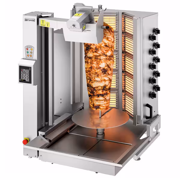Robô para kebab a gás - 10 queimadores - em forma de V - máx. 120 kg